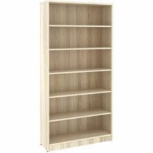 Bookcase, 6-Shelf, 5 Adj Shelves, 36"x12"x72', Modern Elm