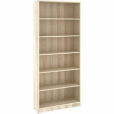 Bookcase, 6-Shelf, 5 Adj Shelves, 36"x12"x84", Modern Elm