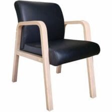 Guest Chair, Leather/Wood, 24"x25-5/8"x33-1/4", BK/Modern Elm