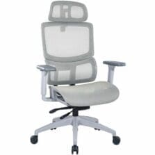 Chair, High-Back, Mesh, Headrest, 3D Arms, Adjustable, DualCasters, 26"Wx25.6"Dx43.3"-46.3"H, Gray
