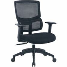 Chair, Mid-Back, Mesh&Fabric, Adjustable, DualCasters, 26"Wx25.6"Dx39.4"-42.3"H, Black