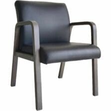 Guest Chair, Leather/Wood, 24"x25-5/8"x33-1/4", BK/WeatheredCCL