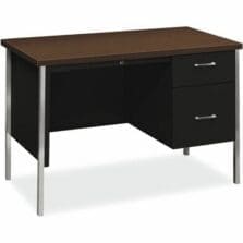 Desk, SinglePedestal, Glides, 45-1/4"x24"x29-1/2", BK/Mocha