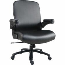 Big & Tall Flip Arm Chair, Vinyl Back, Back, 500 lb Capacity, 23" x 20.9" x 43.1"-46.9", Black