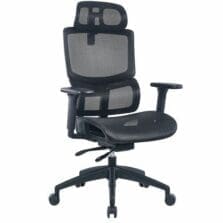 Chair, High-Back, Mesh, Headrest, 3D Arms, Adjustable, DualCasters, 26"Wx25.6"Dx43.3"-46.3"H, Black