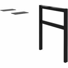 Table Leg Return, H, CrossBar, MetalTube, PowderCoatFinish, 23-1/4"Dx28-1/2"H, Black