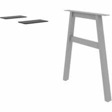 Table Leg Return, A, CrossBar, MetalTube, PowderCoatFinish, 23-1/4"Dx28-1/2"H, Silver