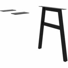 Table Leg Return, A, CrossBar, MetalTube, PowderCoatFinish, 23-1/4"Dx28-1/2"H, Black