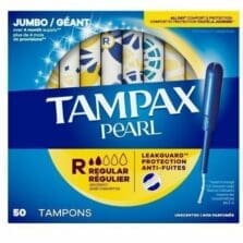 Tampons, TampaxPearl, LeakGuard, Regular, Unscented, 50/BX, BE
