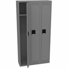 Single Tier Locker, 3 Wide, 36"x12"x72", Medium Gray