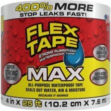 Tape, MAX, AllPurpose, Flex, Water/Air/Moisture, UVResist, RubberizedBack, MultiSurface,Repairs, 4"x25', WE