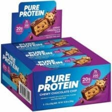 Protein Bars, w/20gProtein, LowSugar, ChocChip, 6/Box, Brown