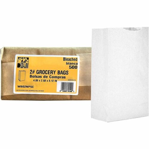 Bags, f/Groceries, No. 2, Paper, SelfStand, 500/CT, BleachedKraft