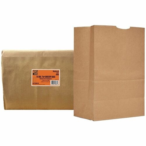 Grocery Sacks, No. 75 Paper, 1/6 BBL, 400/CT, Kraft