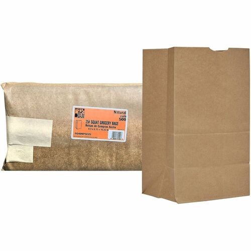 GroceryBags, PPR, 25#, Squat, 8-1/4"x6-1/10"x15-9/10", 500/CT, NatKraft