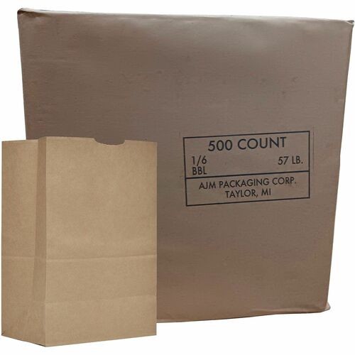 Grocery Sacks, No. 57 Paper, 1/6 BBL, 500/CT, Kraft