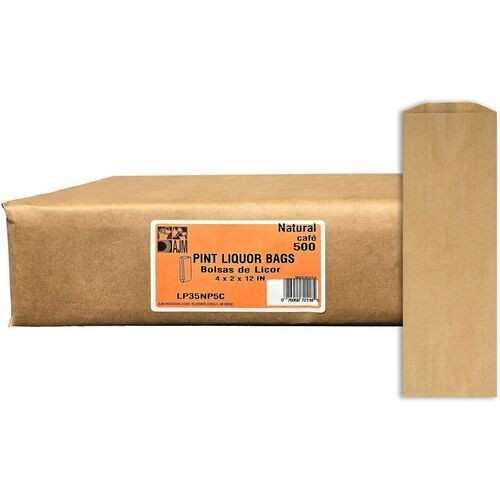 Liquor Bags, Paper, Pint-Size, 500/CT, Natural Kraft