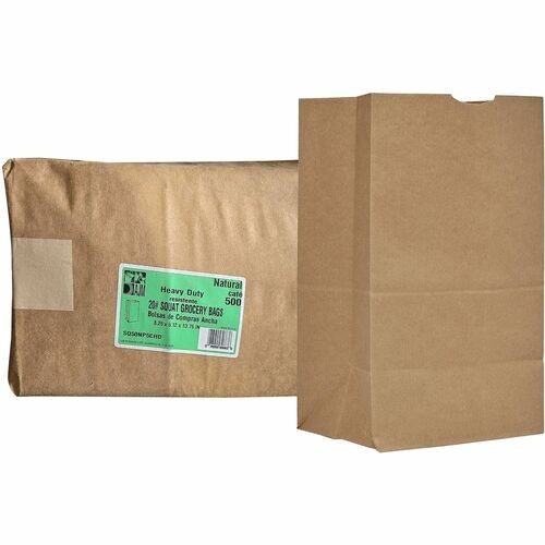 Grocery Bags, Hvy-Dty, Paper, No.20, Squat, SelfStand, 500/CT, NLKT