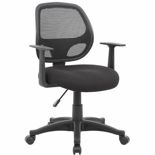 TaskChair, T-Arms, Adjust.SeatHeight, Casters, 275lbCap, Mesh&Fabric, 19"Wx25.5"Dx35"-40"H, Black