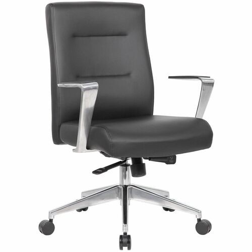 ConferenceChair, w/FizedArms, Synchro-Tilt, TiltLock, AntimicrobialVinyl, 26.5"Wx28"Dx39.5"-42.5"H, BK