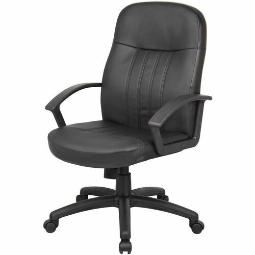 ExecutiveChair, LumbarSupprt, Adjust.SeatHght, TiltTension, Leather&Polyurethane, 27"Wx27"Dx40.5"-44"H, BK