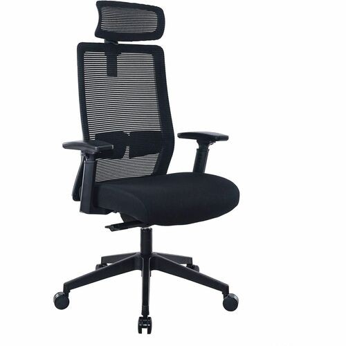 Chair, Task, Mesh, w/Headrest, 275lbCap, 25"Wx27"Dx47.5"H, BK
