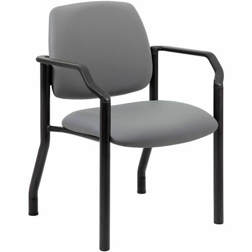 GuestChair, MidBack, HvyDuty, TubularSteelBase, FixedArm, 300lbCap, AntimicrobialVinyl, 25"Wx22"Dx32.5"H, GY