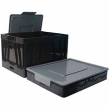 Storage Crate, Collapsible,Letter&LegalHangingFileFolders, FoldsTo3"Thick, 2/CT, Black