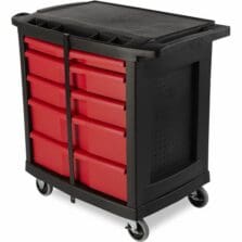 Mobile Work Center, 5-Drawer, 250 lb Capacity, 32.63" x 19.9" x 33.5", Black