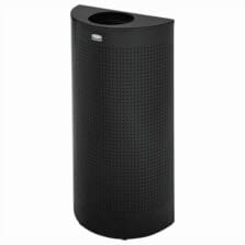 Waste Container, 1/2-Round, 12 Gal, 18"x9"x32", Black