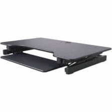 Desk Riser&Converter, HeightAdjust,2 Monitors, RetractKeyboardTray, GasPistonAssist, Grommet, AC-USB, BK