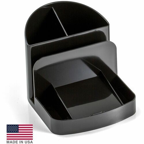 Desk Organizer, MessageCenter, Tiered, f/Envelopes&DeskAccessories, Plastic, 5.5"Wx6.75"Dx5"H, Black