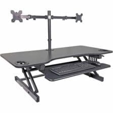 StandingDeskConverterBundle, DualArm, SteelFrame, 40lbCap, RetractbleKeyboardTray, Horiz&Vert, 45"W, BK