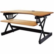 Desk Riser, HeightAdjustable, RetractableKeyboardTray, EVR, GasPistonAssist, 40lbCap, AntiScratch, BN