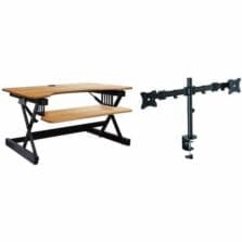 Desk Riser, HeightAdjustable, DualMonitor, GasPistonAssist, 40lbCap, Grommet, MonitorMount, BN