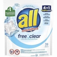 Laundry Detergent, Pacs, Free Clear, 39/PK, 6/CT, WE