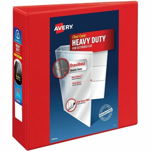 View Binder, Hvy-dty, EZD Ring, 3" Cap, 4/CT, Red