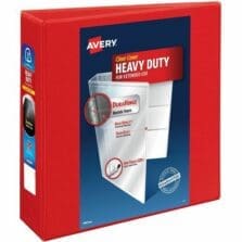 View Binder, Hvy-dty, EZD Ring, 3" Cap, 4/CT, Red