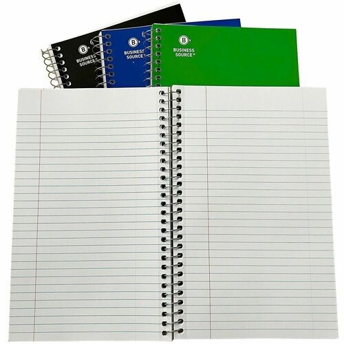 Notebooks, Wirebound, 3-Subject, CollegeRuled, 9.5"x6", 120Sheets/Book, 4/PK, 6/CT, Multi