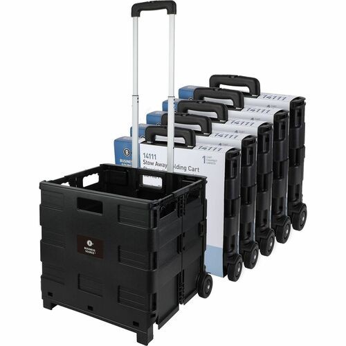 MobileCrate, High-Cap, 1.7 cu ft, TelescopHdle, NonMarWheels, 60lbCap, 18.25"Wx15"Dx18.25"-39.37"H, 6/CT, BK