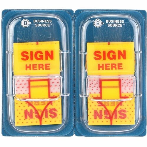 Arrow Message Flags, Sign Here, Repositionable, Pop-Up Dispenser, 1"x1.75", 500/PK, 48/CT, Yellow