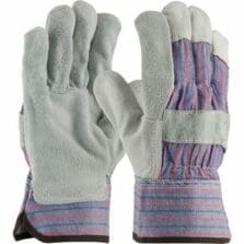 Palm Safety Glove, Large, Leather, 2/Pair, 12/PK, Gray/Blue