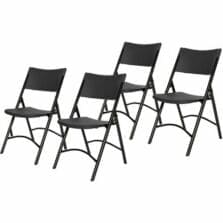 Chairs, Folding, SteelFrame, w/Backrest, Glides, ResinPlastic, 18-3/4"Wx21-1/2"Dx32"H, 4/CT, Black