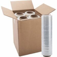Stretch Film, PunctureResistant, 43-Gauge, Quiet, Cast, Conventional, Hand, 18"x1476', 4Rolls/CT, Clear