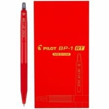 Pens, Ballpoint, Click, Stainless-Steel Tip, Grip, 1.0mm, 1 Dozen, Red