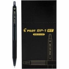 Pens, Ballpoint, Click, Stainless-Steel Tip, Grip, 1.0mm, 1 Dozen, Black