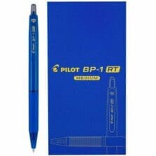 Pens, Ballpoint, Click, Stainless-Steel Tip, Grip, 1.0mm, 1 Dozen, Blue