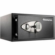 Safe, Security, CarpetInterior, Live-LockBolts, DigitalLock, SolidSteel, 16.9"Wx13.6"Dx8.9"H, Black