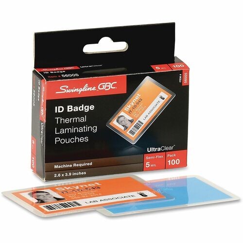 ULTRACLEAR THERMAL LAMINATING POUCHES, 5 MIL, 3.88" X 2.63", GLOSS CLEAR, 100/BOX