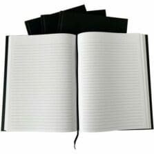 Notebook, Standard-Ruled, Hardbound, Linen, w/RibbonMarker, Microperforated, Black